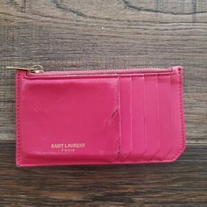 YSL Yves Saint Laurent Fragments Zipped Card Casecardholder pink
